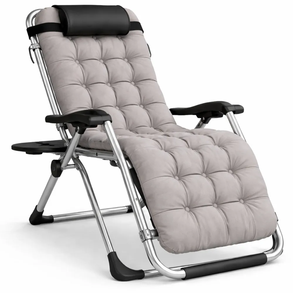 Fauteuil inclinable extérieur zéro gravité avec porte-gobelet, chaise longue réglable pour jardin, supporte jusqu'à 200kg