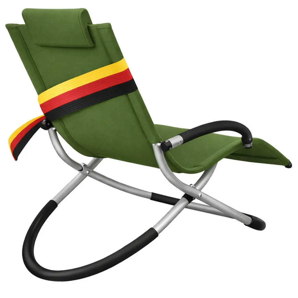 Chaise longue de jardin pliable et ergonomique, résistante aux intempéries, charge jusqu'à 180 kg, couleur kaki