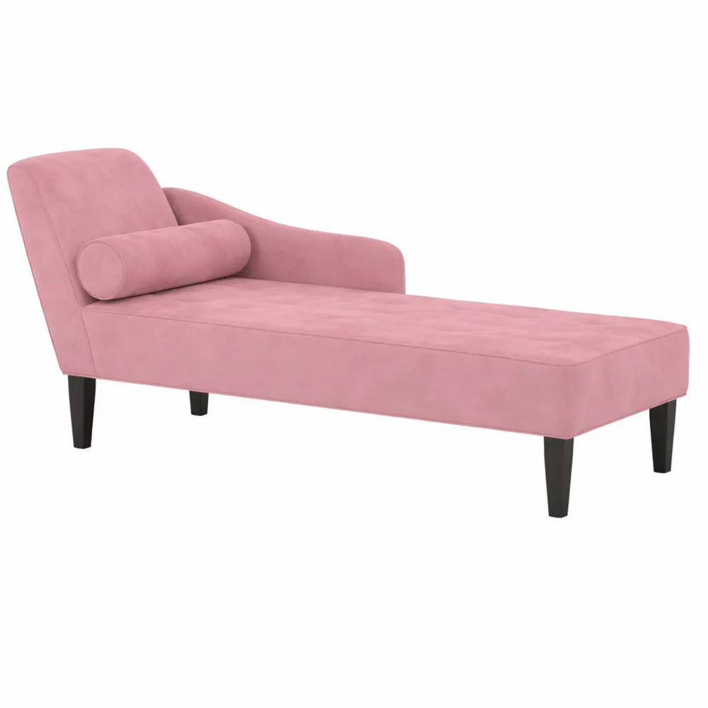 Chaise repos velours rose avec coussins