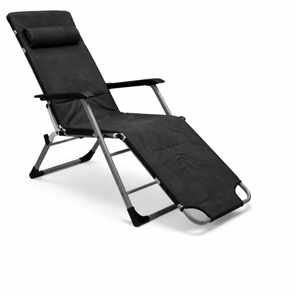 Chaise Longue Réglable avec Oreiller pour Jardin