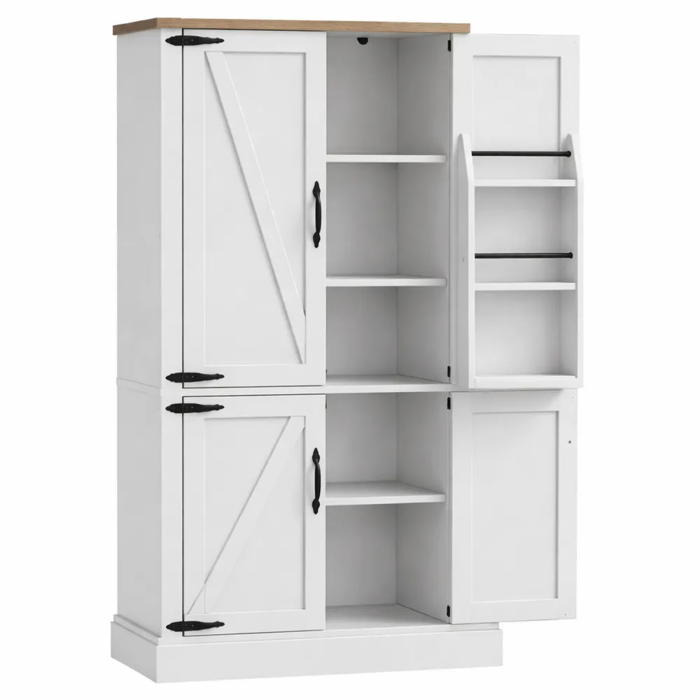 Buffet de Cuisine Rustique avec Étagères Réglables et Porte-épices