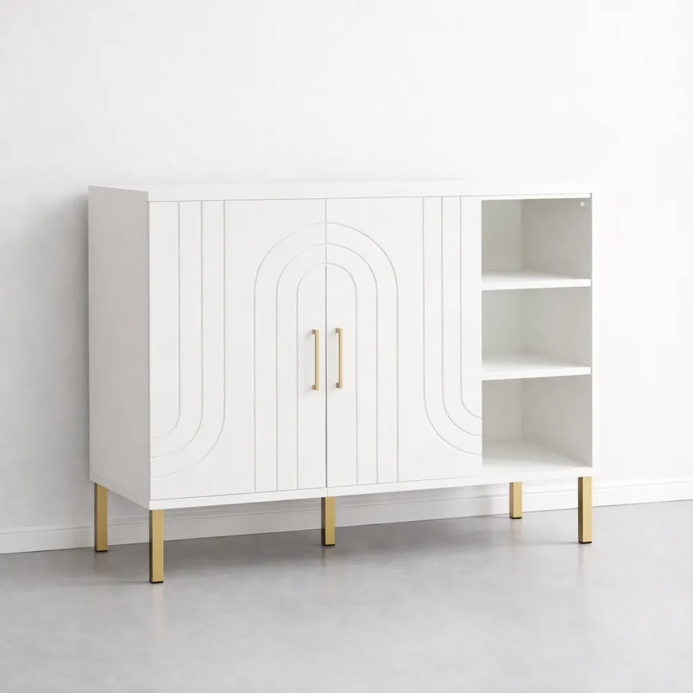 Buffet Polyvalent 2 Portes avec Étagères pour Cuisine