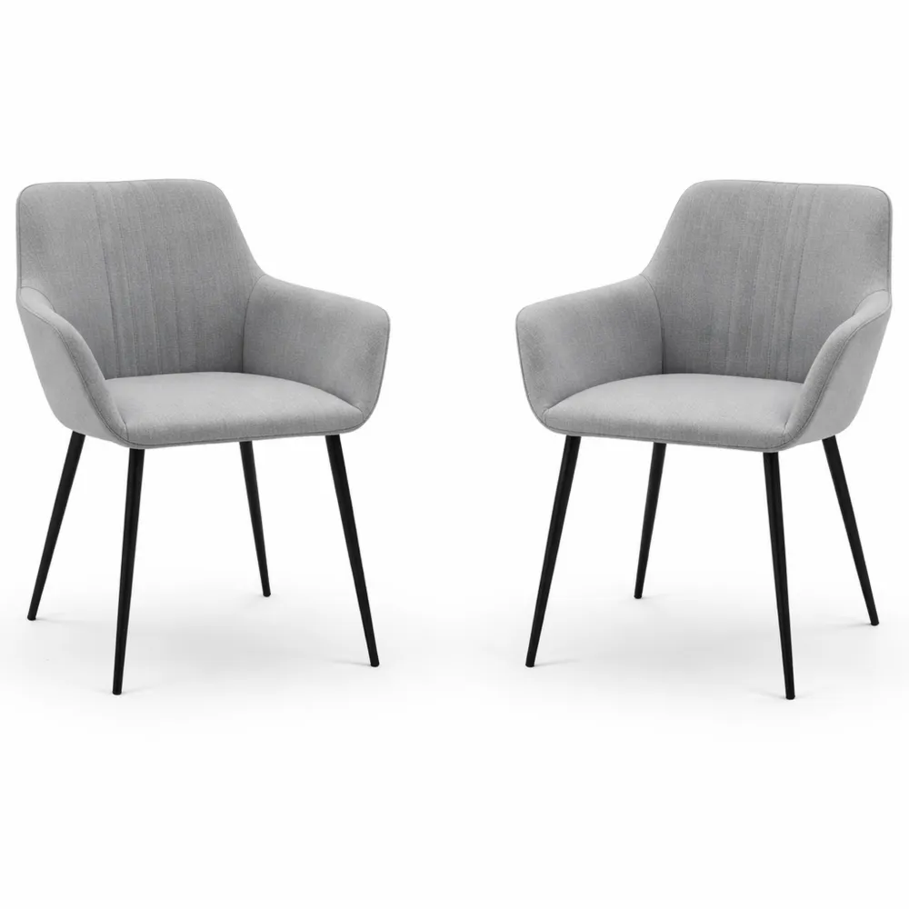 Chaises de salle à manger scandinaves ergonomiques en lin gris