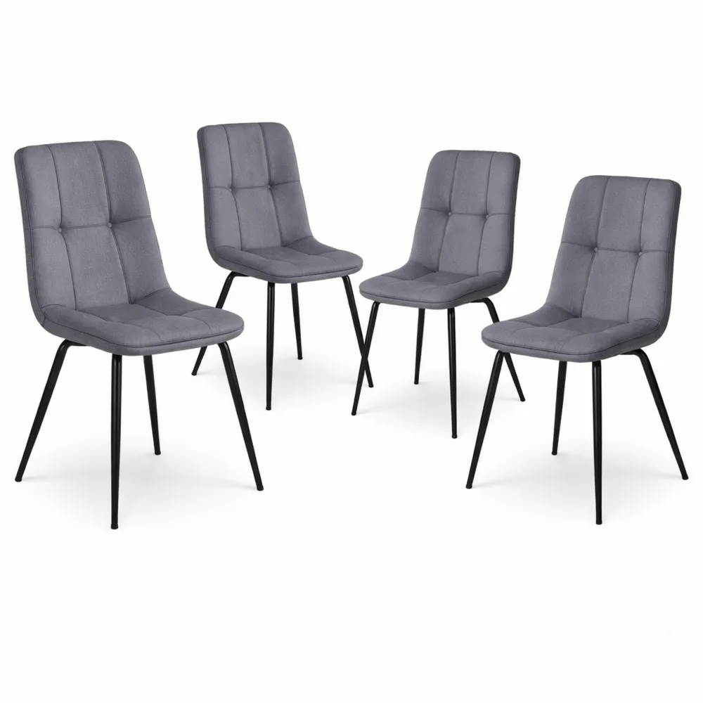 Chaises en velours modernes avec pieds réglables, lot de 4, gris ardoise