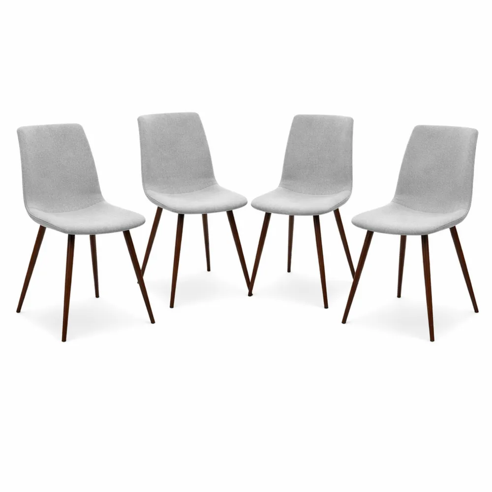 Ensemble de 4 chaises scandinaves rembourrées pour salle à manger en gris