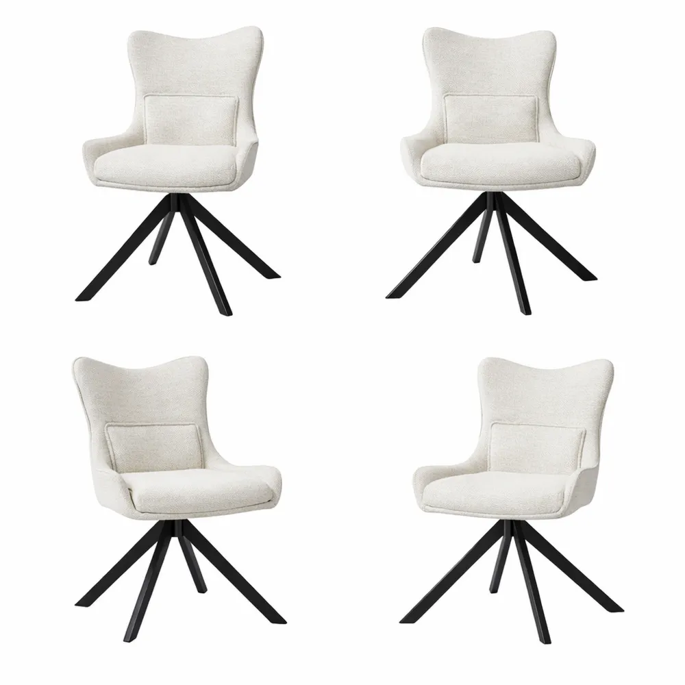 Ensemble de 4 chaises pivotantes pour salle à manger avec assise rembourrée