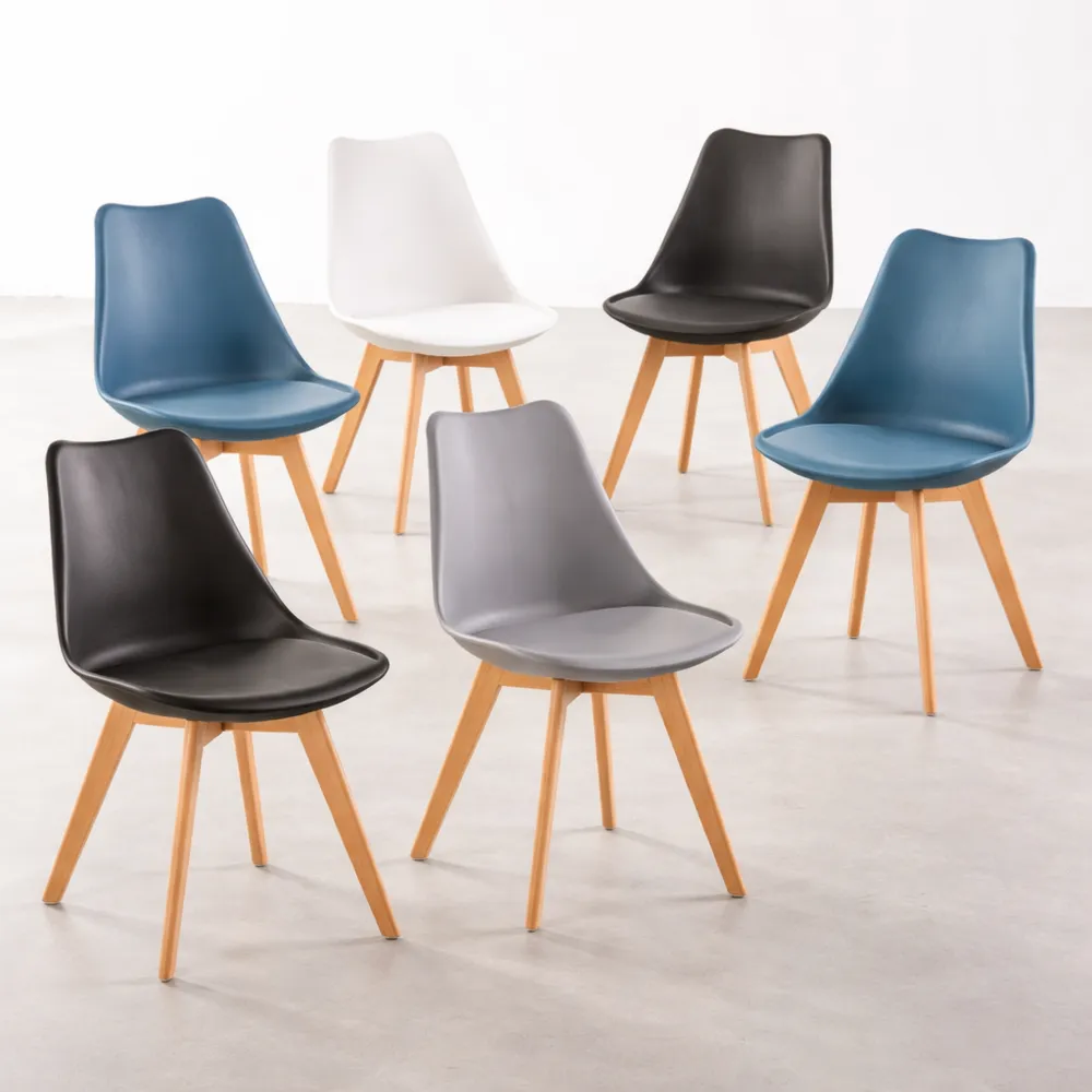 Ensemble de 6 chaises de style nordique multicolores pour salle à manger