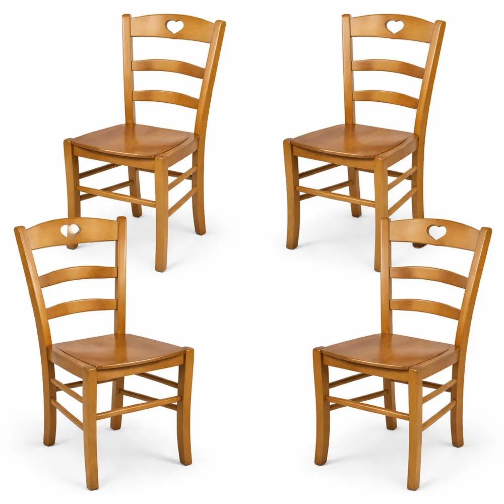 Set de 4 chaises en bois de hêtre pour cuisine et salle à manger