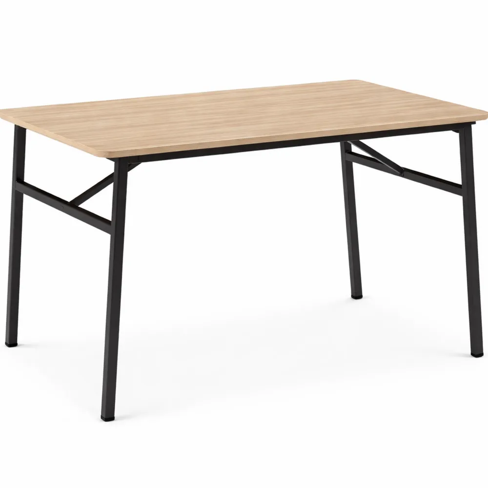 Table à Manger Style Industriel en Bois Clair et Acier, 4 Places