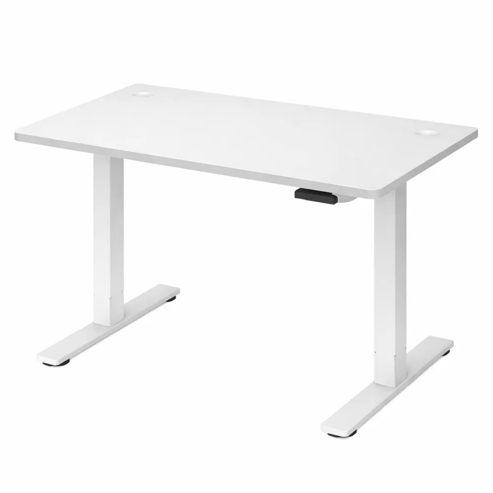 Bureau réglable en hauteur avec système anti-collision et crochet casque