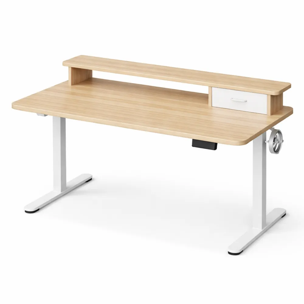 Bureau réglable en hauteur électrique, 120 x 60 cm avec tiroir et port USB, table ergonomique pour ordinateur