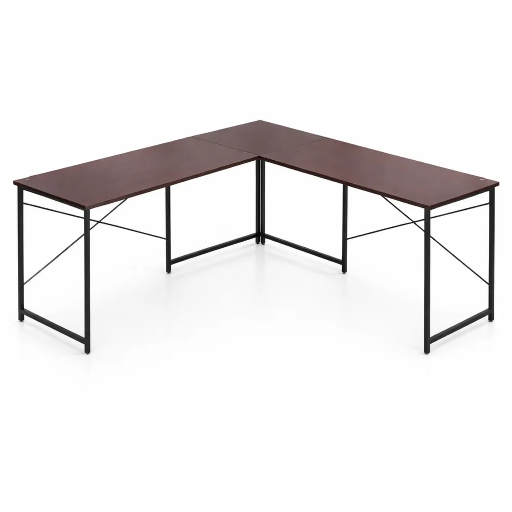 Bureau d'angle réversible avec support de moniteur et gestion des câbles