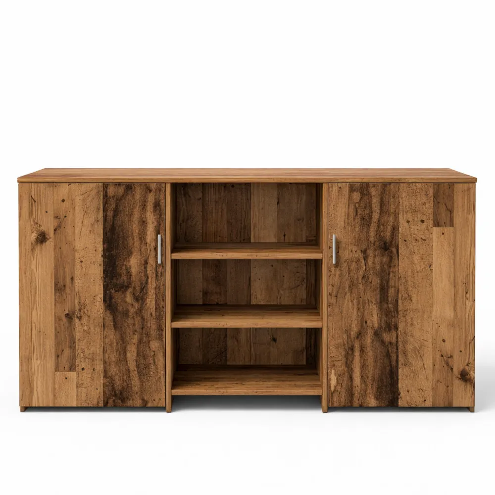 Comptoir d'accueil en bois recyclé 155x50x103,5cm