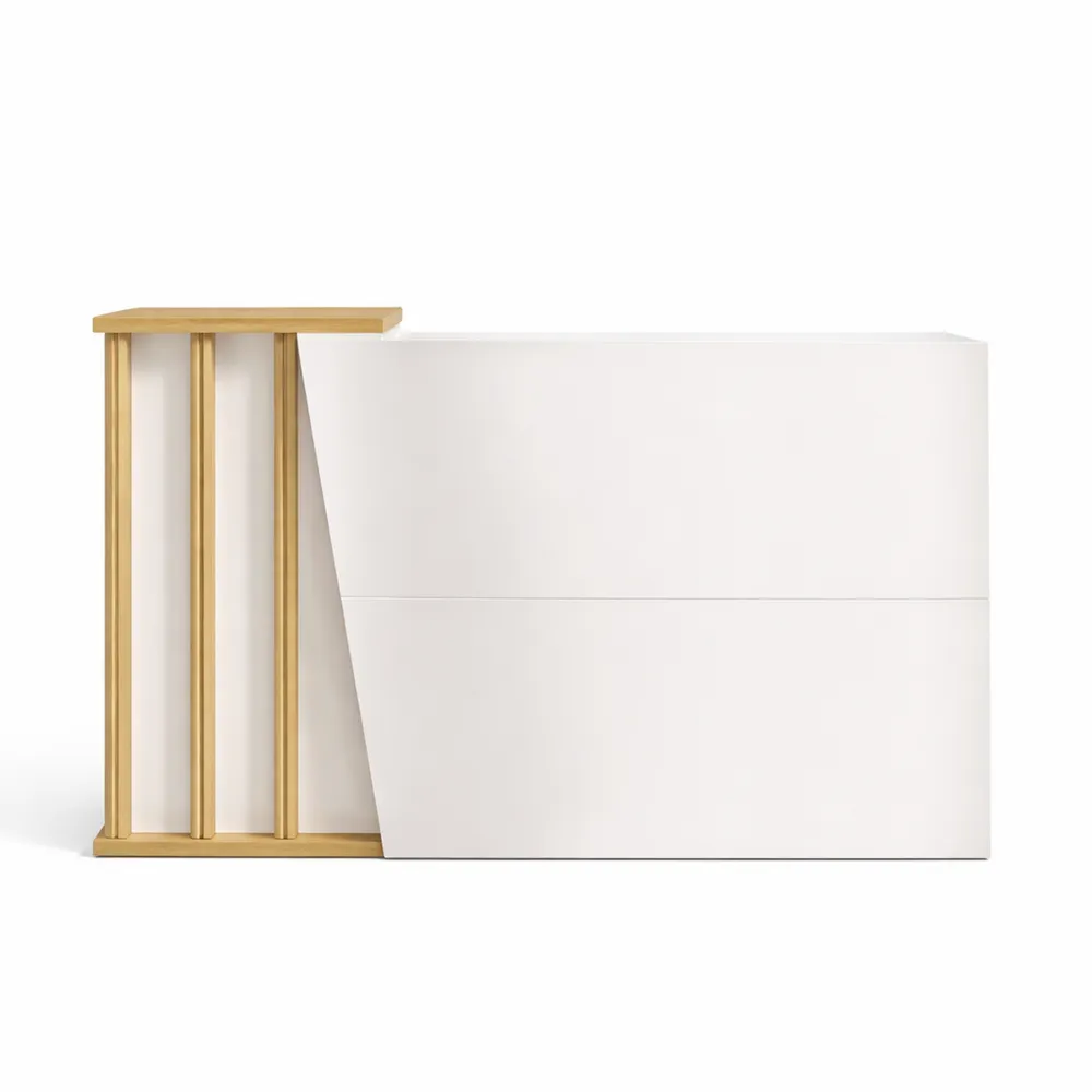 Comptoir d'accueil moderne avec tiroirs verrouillables en bois pour salon et spa