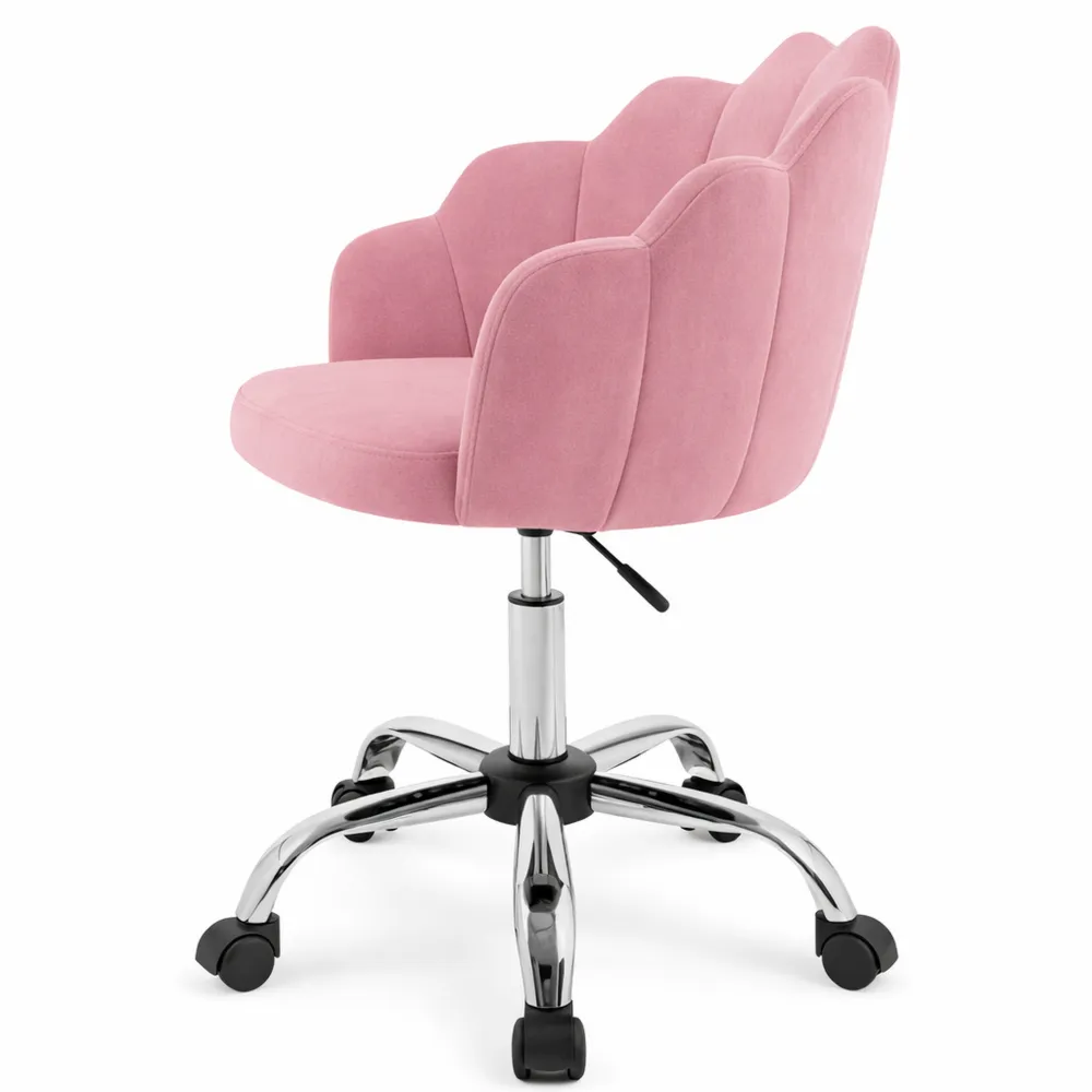 Chaise Ergonomique Pivotante en Velours avec Dossier Réglable