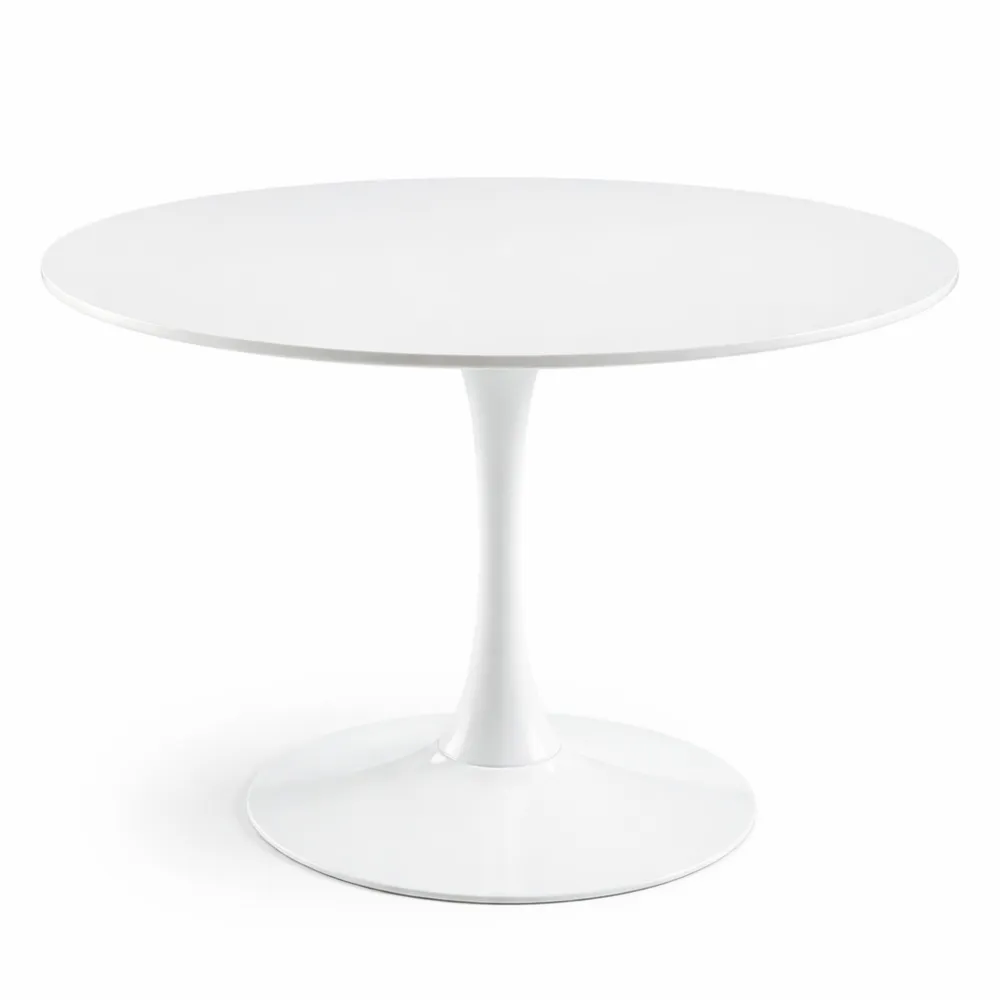 Table Ronde Moderne pour Salle à Manger, 100 cm, Adaptée Cuisine et Salon, 4 Personnes, Coloris Blanc