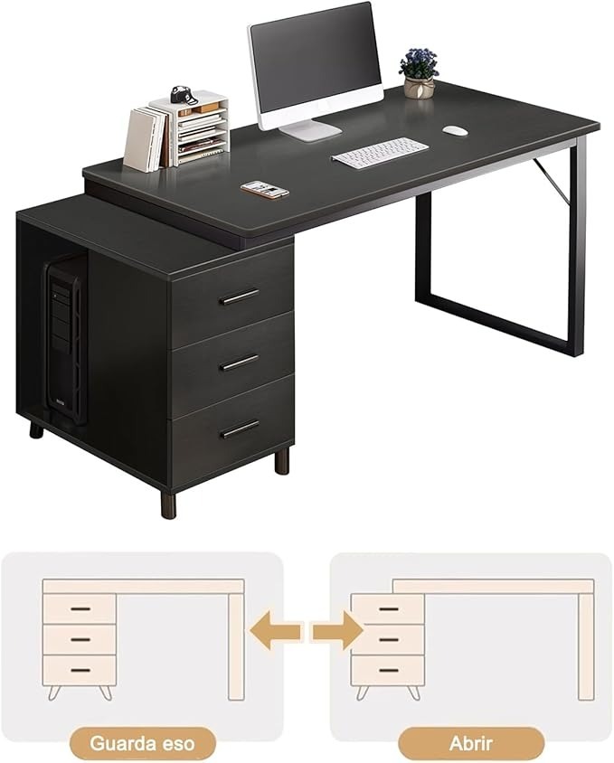 100×54 cm escritorio de oficina para computadora, diseño sencillo, con cajón de almacenamiento, silla de escritura, escritorio moderno para estudio.