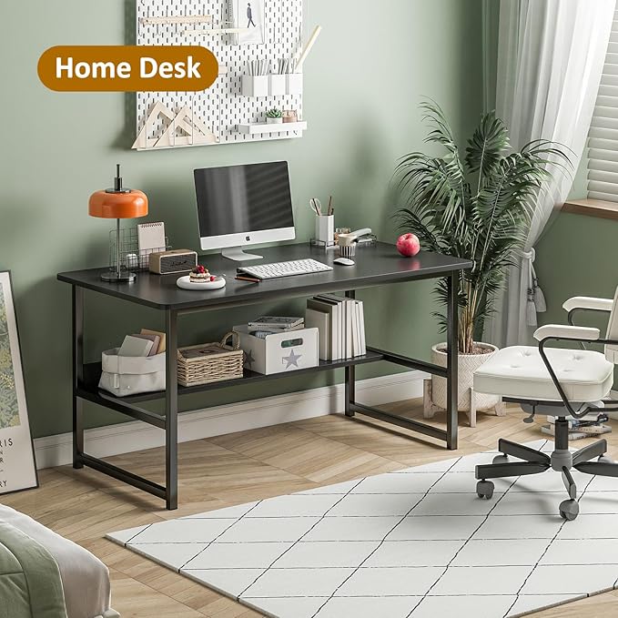 Escritorio de computadora con Espacio de Almacenamiento, Adecuado para Escribir en el Dormitorio y Trabajar en la Oficina en casa, Escritorio de Estudio 120 * 52 * 73 CM