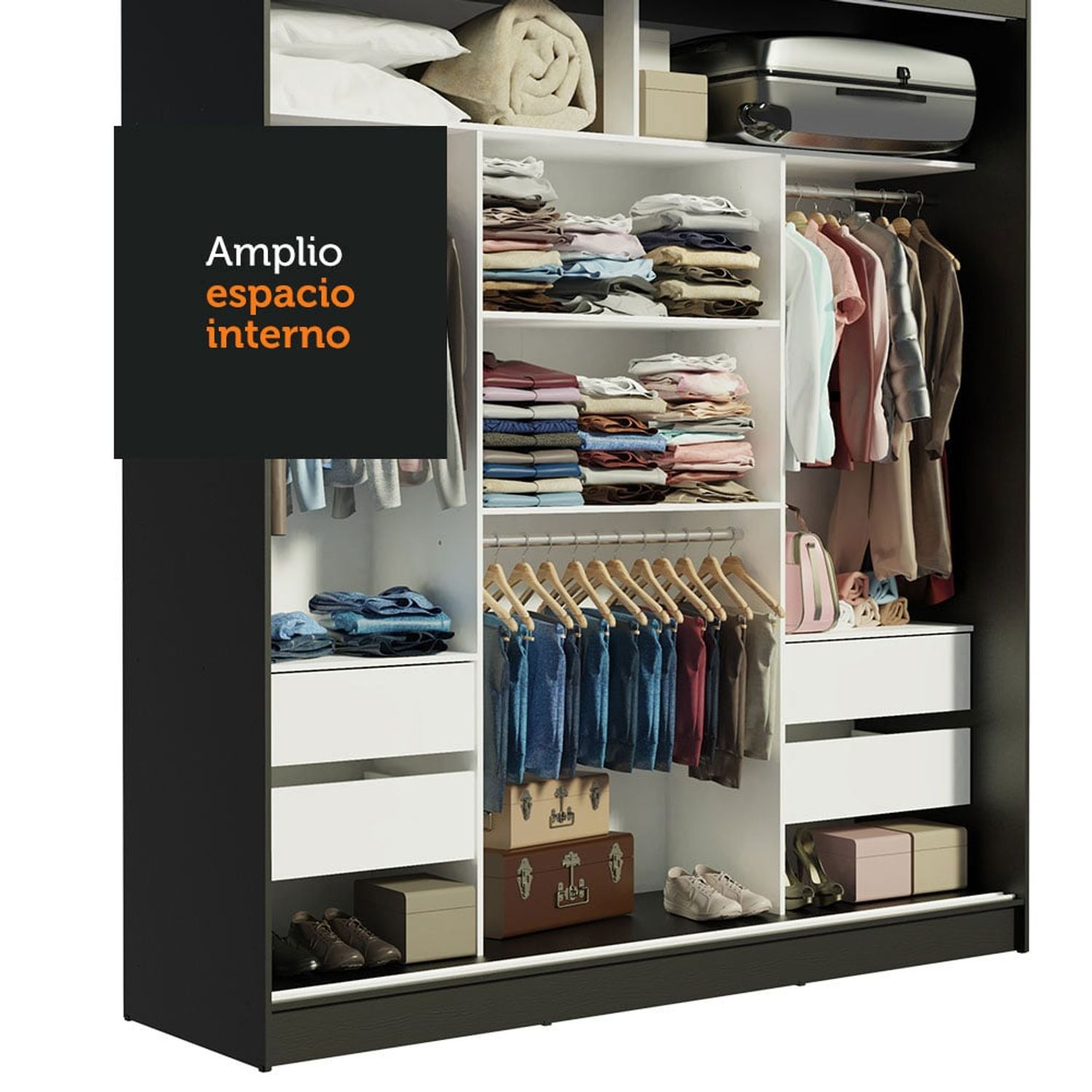 Ropero  3 Puertas Corredizas 1 Espejo