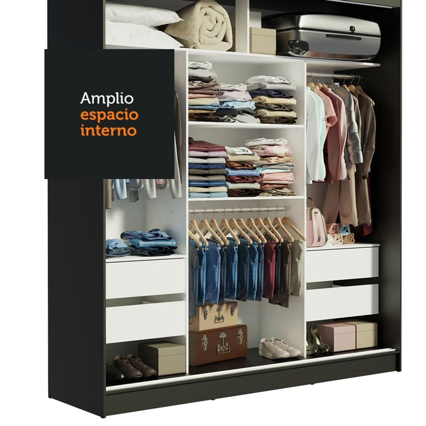 Ropero  3 Puertas Corredizas 1 Espejo