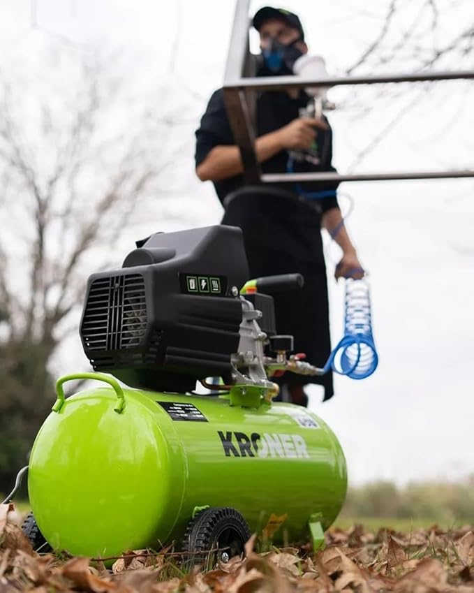 Compresor de Aire 50 Litros 2.5 HP – Kit de Pintura con Pistola, Manguera y Accesorios, 8 Bar 115 PSI 206 L/min