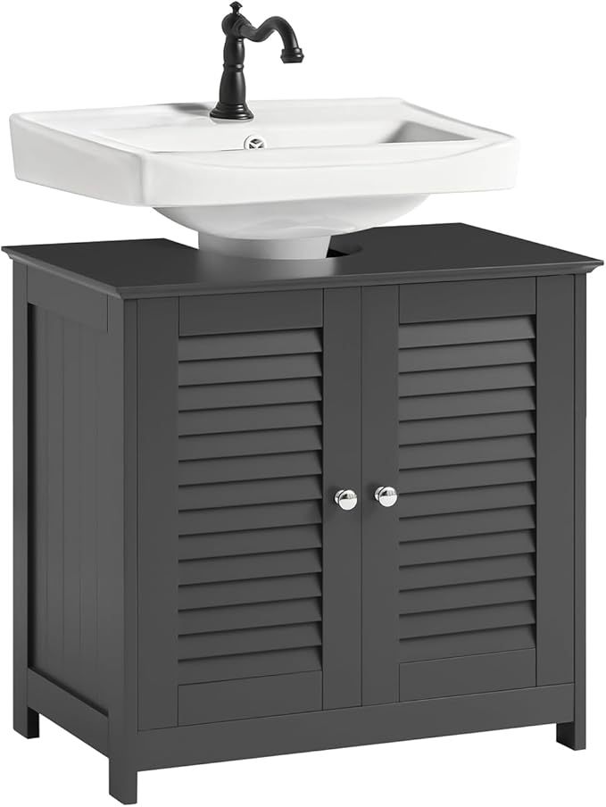 Gabinete para Baño Mueble para Baño Organizador Armario Baño con Estantes Ajustables Muebles para Lavabo con Puerta Anti-Moho(Blanco, Desagüe al Suelo FRG237-II-W)