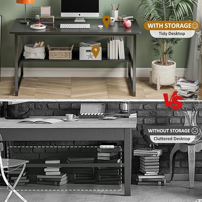 Escritorio de computadora con Espacio de Almacenamiento, Adecuado para Escribir en el Dormitorio y Trabajar en la Oficina en casa, Escritorio de Estudio 120 * 52 * 73 CM