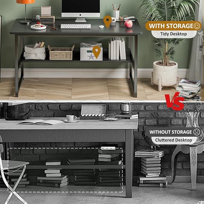 Escritorio de computadora con Espacio de Almacenamiento, Adecuado para Escribir en el Dormitorio y Trabajar en la Oficina en casa, Escritorio de Estudio 120 * 52 * 73 CM