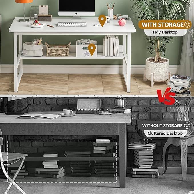 Escritorio de computadora con Espacio de Almacenamiento, Adecuado para Escribir en el Dormitorio y Trabajar en la Oficina en casa, Escritorio de Estudio 120 * 52 * 73 CM
