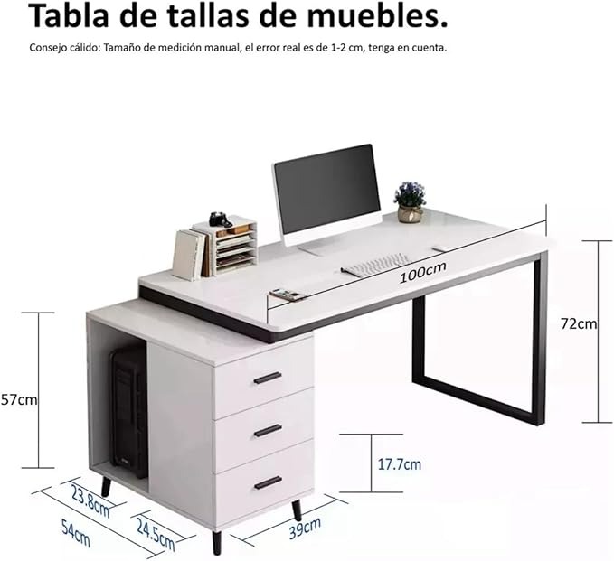 100×54 cm escritorio de oficina para computadora, diseño sencillo, con cajón de almacenamiento, silla de escritura, escritorio moderno para estudio.
