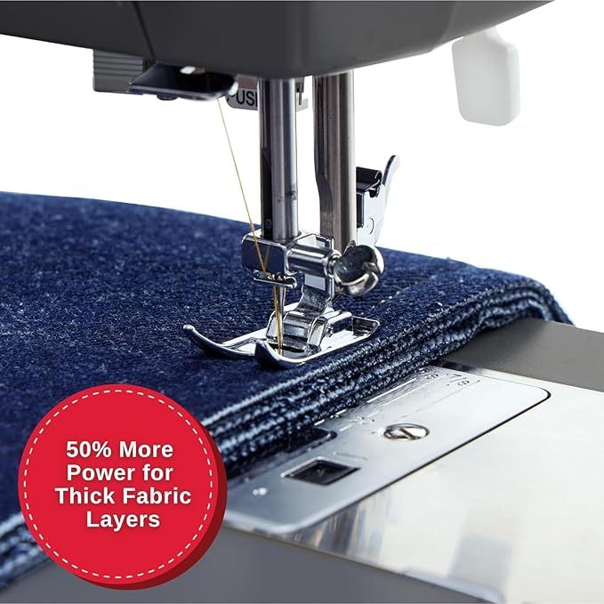 Paquete de día festivo resistente 4452 - Máquina de coser resistente con mesa de extensión y 2 prensatelas | Motor fuerte, 110 aplicaciones de puntadas, marco de metal completo, ojal de 1 paso
