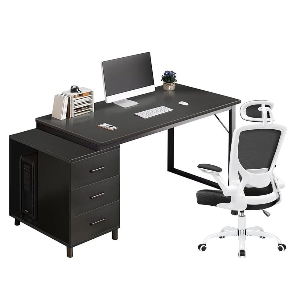 100×54 cm escritorio de oficina para computadora, diseño sencillo, con cajón de almacenamiento, silla de escritura, escritorio moderno para estudio.