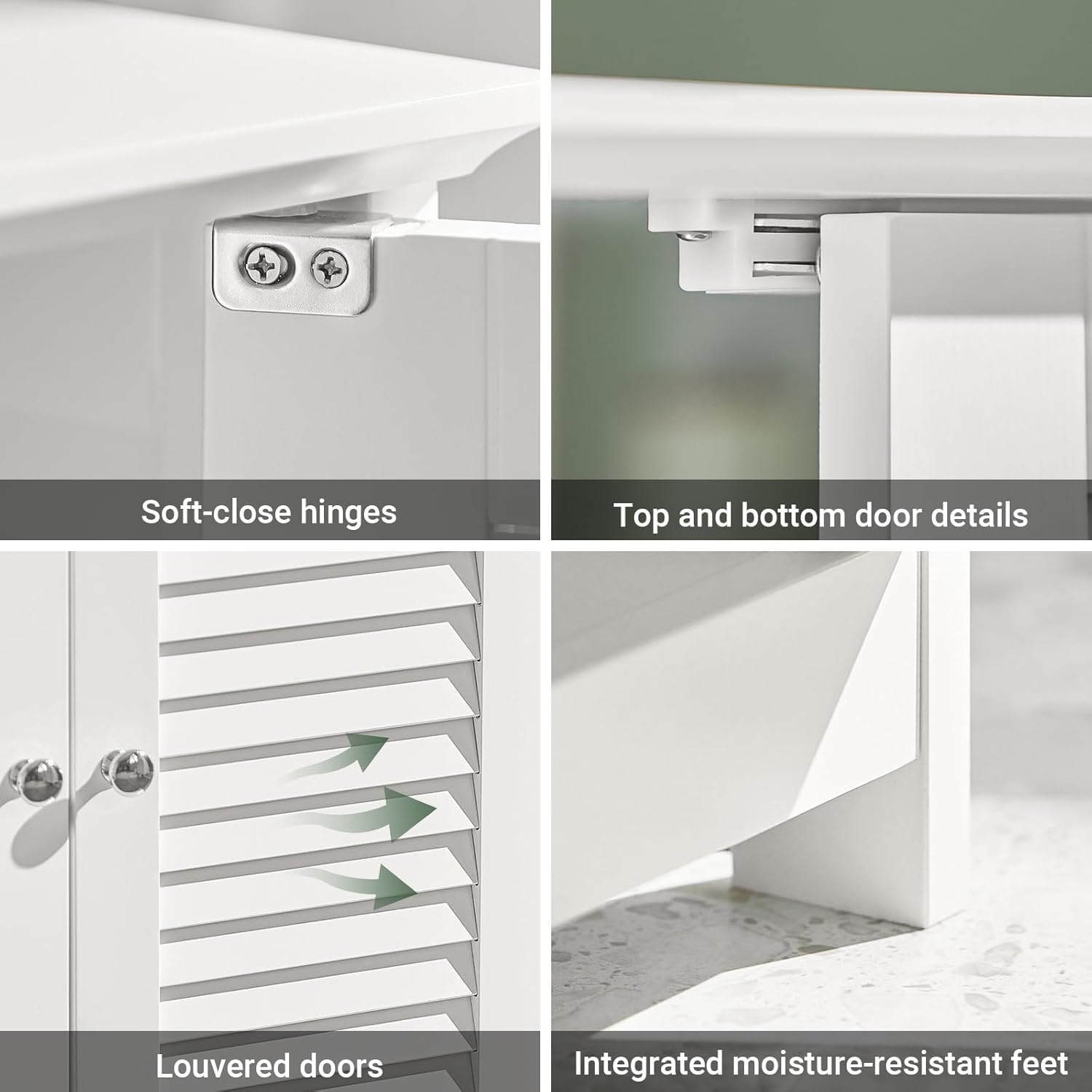 Gabinete para Baño Mueble para Baño Organizador Armario Baño con Estantes Ajustables Muebles para Lavabo con Puerta Anti-Moho(Blanco, Desagüe al Suelo FRG237-II-W)
