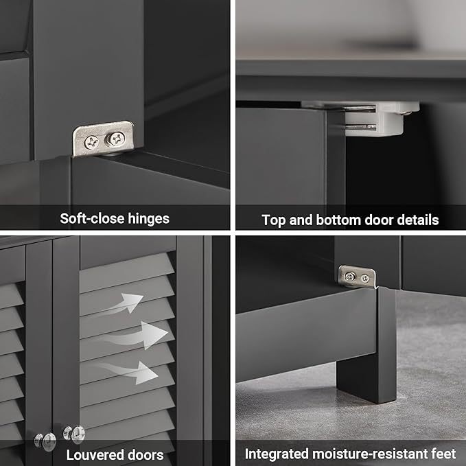 Gabinete para Baño Mueble para Baño Organizador Armario Baño con Estantes Ajustables Muebles para Lavabo con Puerta Anti-Moho(Blanco, Desagüe al Suelo FRG237-II-W)