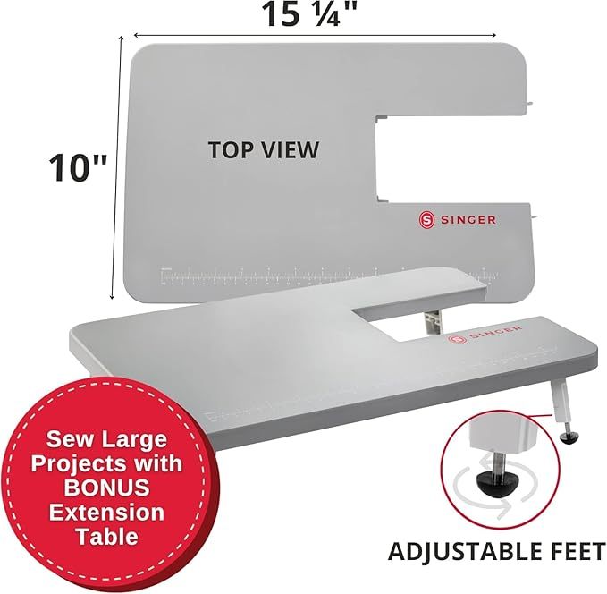 Paquete de día festivo resistente 4452 - Máquina de coser resistente con mesa de extensión y 2 prensatelas | Motor fuerte, 110 aplicaciones de puntadas, marco de metal completo, ojal de 1 paso