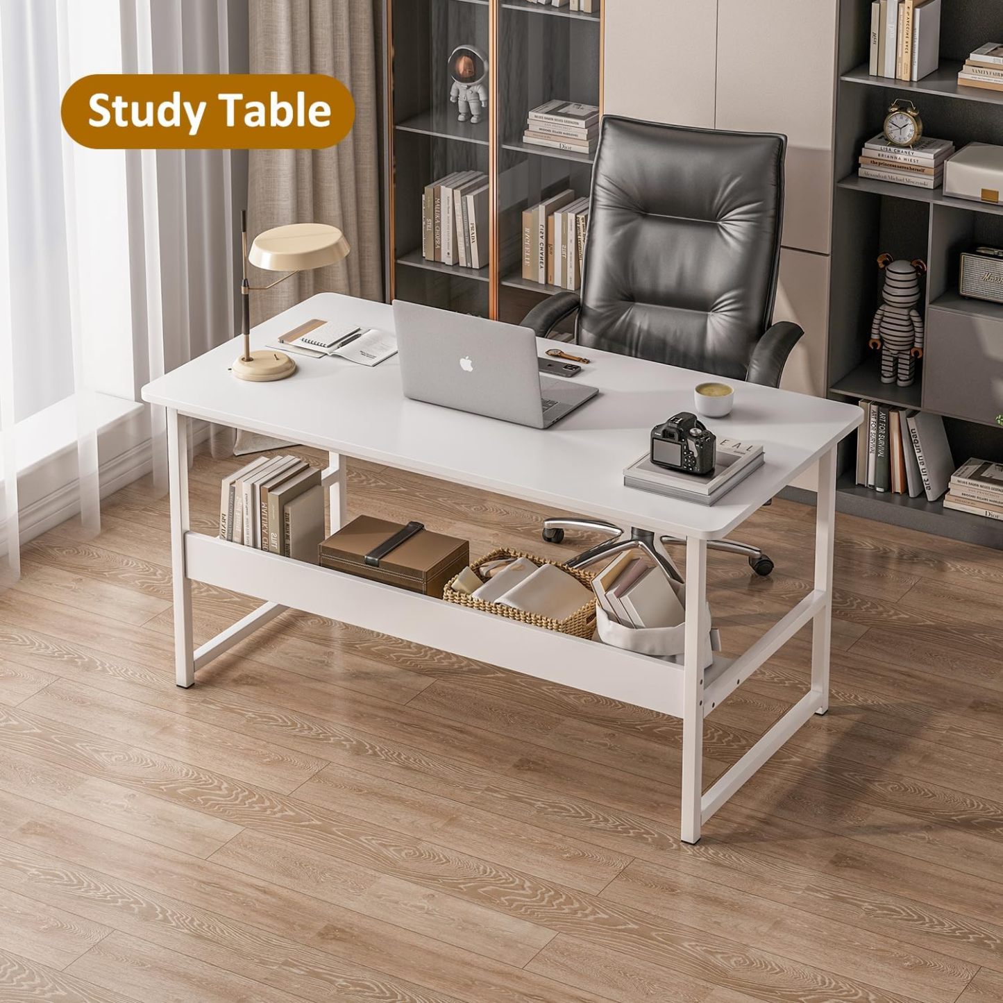 Escritorio de computadora con Espacio de Almacenamiento, Adecuado para Escribir en el Dormitorio y Trabajar en la Oficina en casa, Escritorio de Estudio 120 * 52 * 73 CM