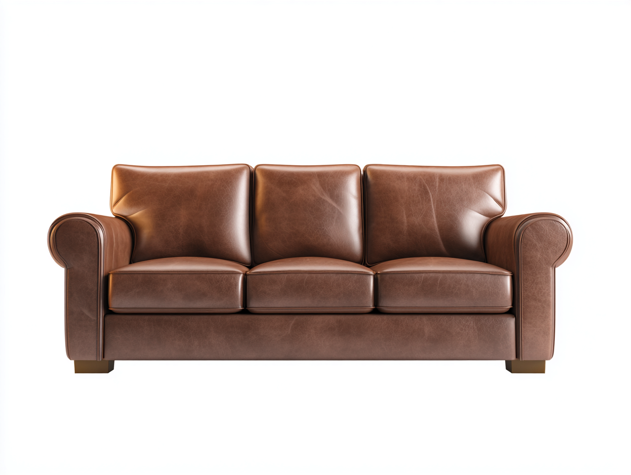 Sofás lineales tapizado 210x95x88 cm - cuero sintético - marrón - diseño clásico-Oakgobase