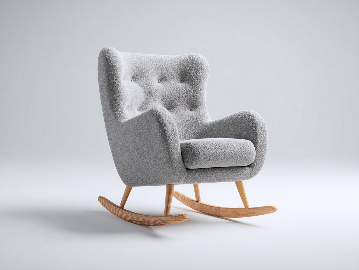 Mecedora tapizada para salón 78x88x108 cm - gris - diseño nórdico moderno-Oakgobase