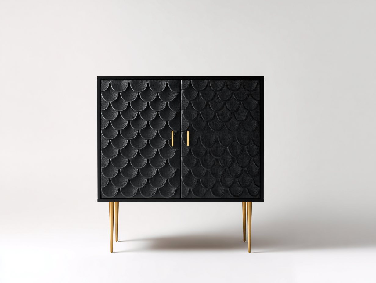 Mueble recibidor de madera con puertas 100x40x110 cm - negro-dorado - diseño moderno-Oakgobase