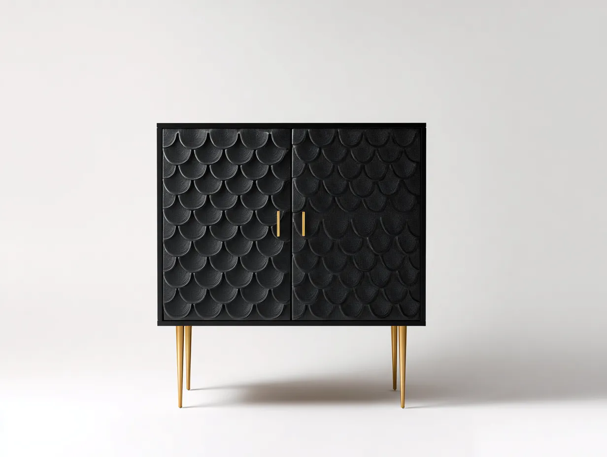 Mueble recibidor de madera con puertas 100x40x110 cm - negro-dorado - diseño moderno-Oakgobase