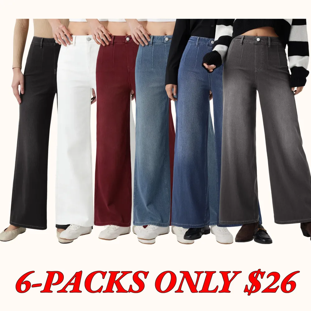 Halara Flex High Waisted Tummy Control Wide Leg Casual Jeans with Pockets