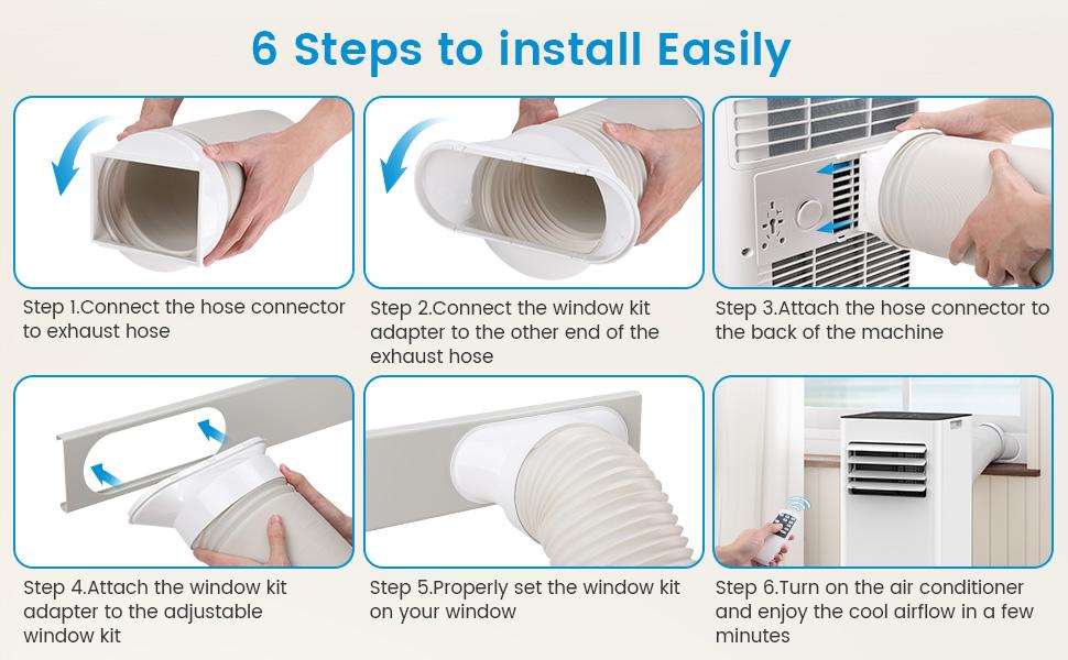 COWSAR 8,000/10,000 BTU Portable Air Conditioners Cool Up to 350/450 Sq.Ft, 4 Modes Portable AC Unit with Remote Control/LED Display/24Hrs Timer/Installation Kits for Home/Office/Dorms, White