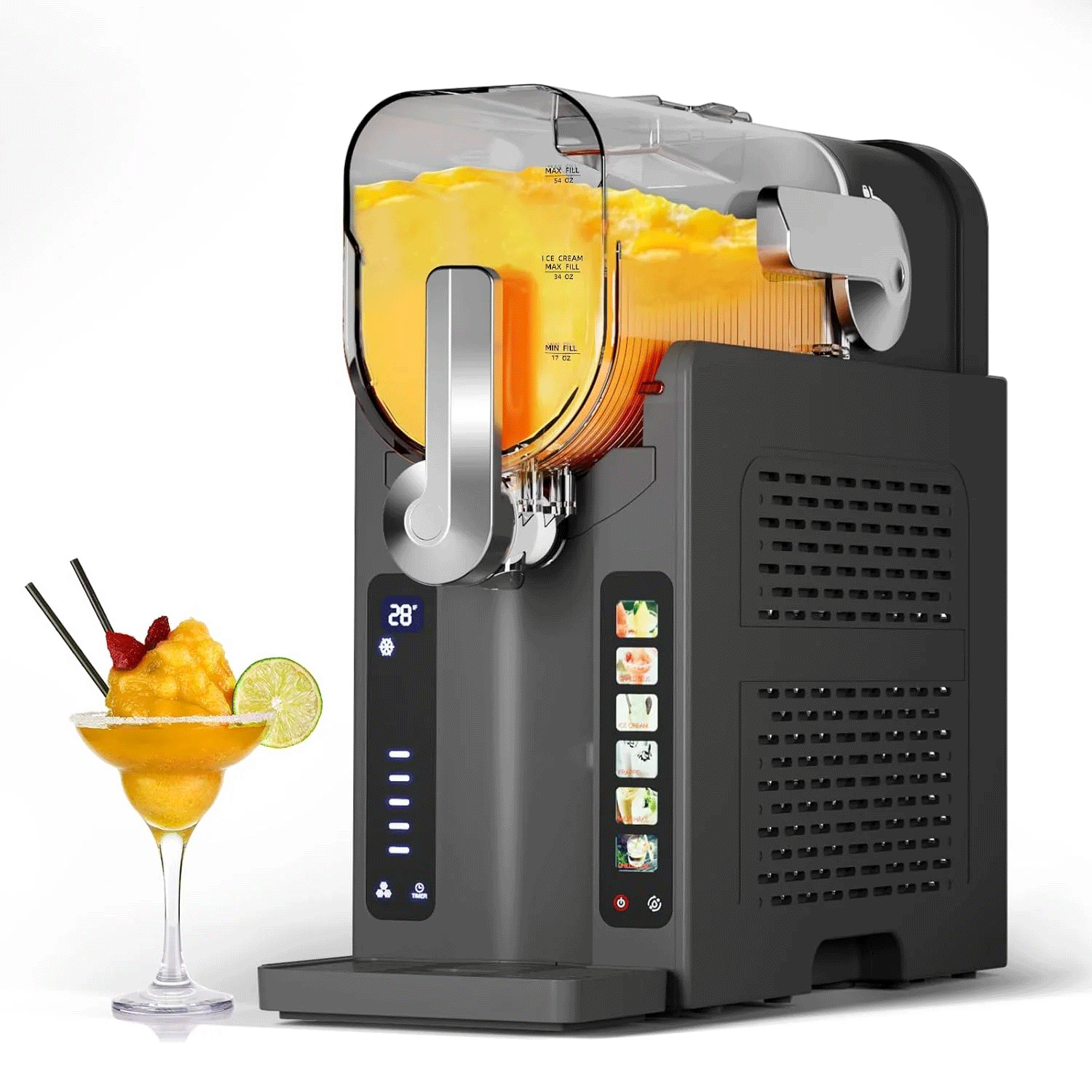 Slushie Machine - All-in-One Slushy Maker for Home with LED Display, Auto-Clean, No Ice Needed, and 6 Preset Programs for Frozen Margaritas, 