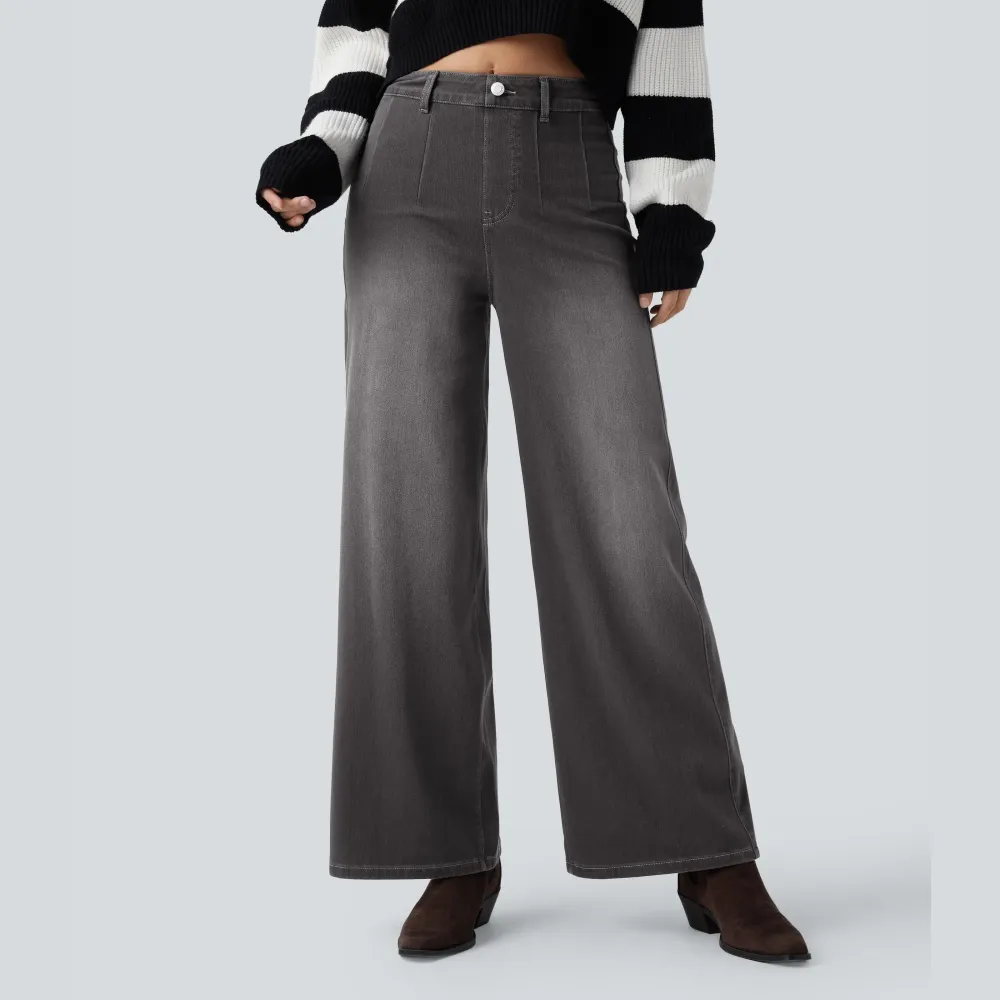 Halara Flex High Waisted Tummy Control Wide Leg Casual Jeans with Pockets