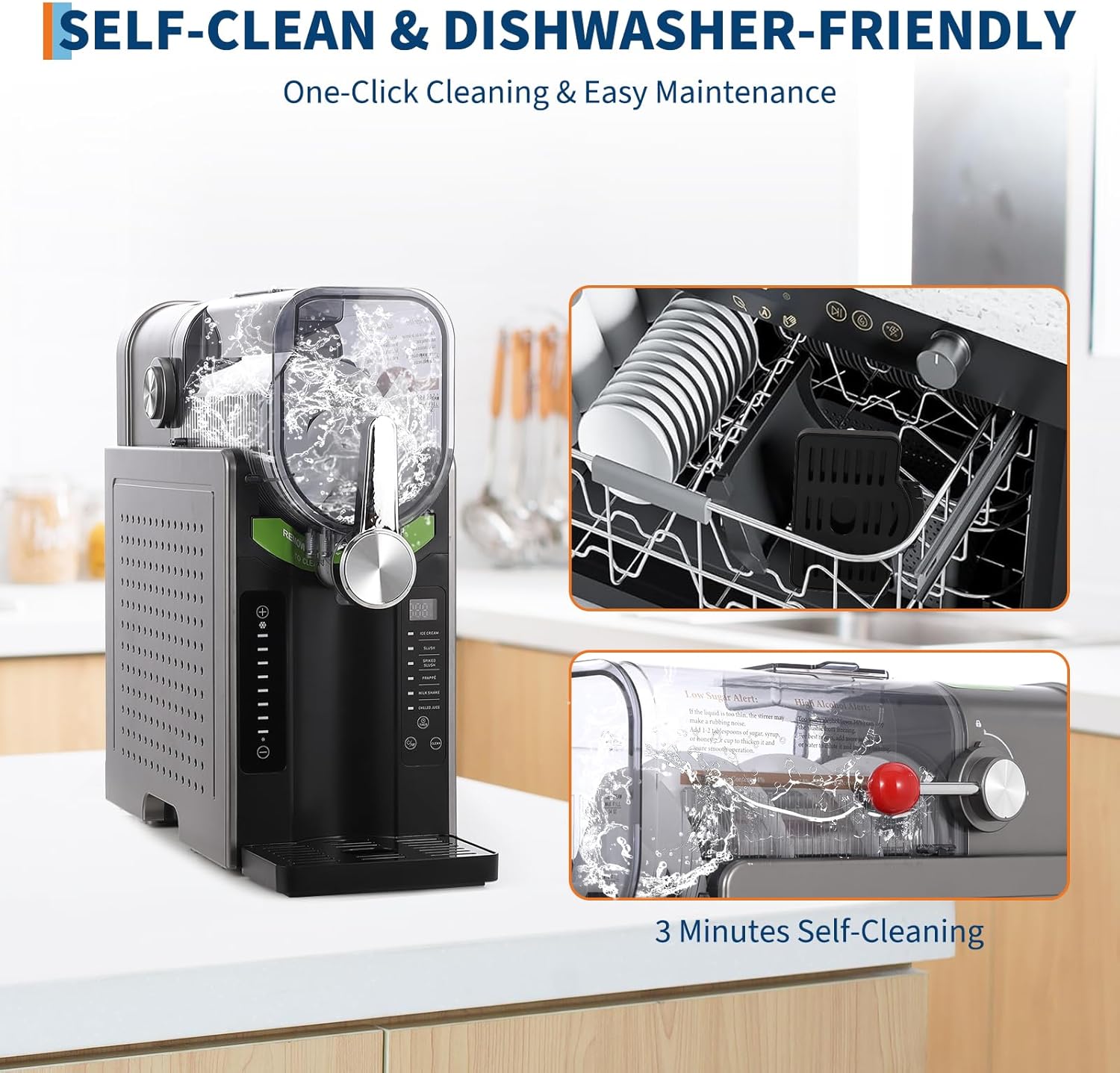 Slushie Machine - All-in-One Slushy Maker for Home with LED Display, Auto-Clean, No Ice Needed, and 6 Preset Programs for Frozen Margaritas, 