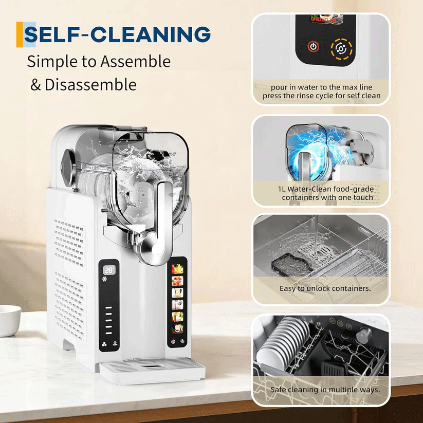 Slushie Machine - All-in-One Slushy Maker for Home with LED Display, Auto-Clean, No Ice Needed, and 6 Preset Programs for Frozen Margaritas, 