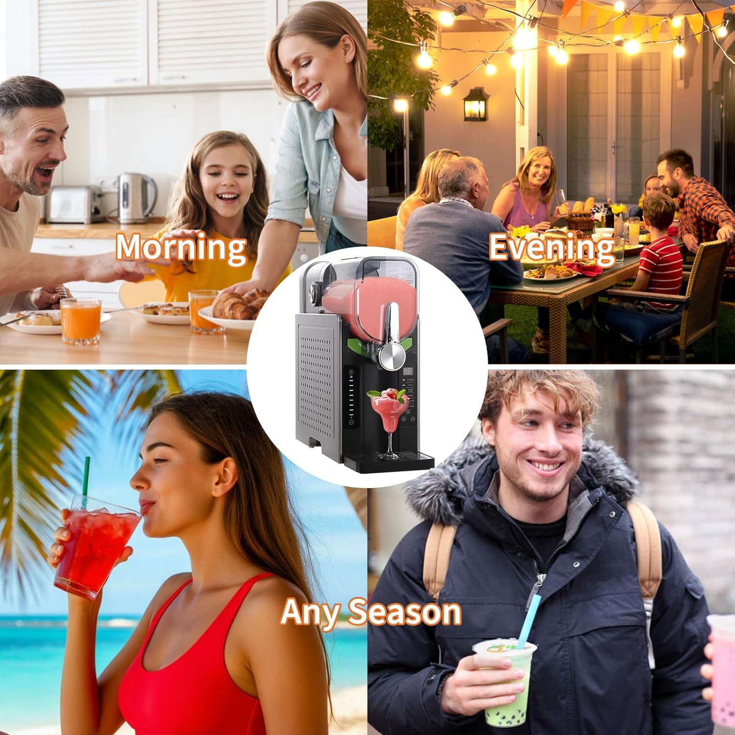 Slushie Machine - All-in-One Slushy Maker for Home with LED Display, Auto-Clean, No Ice Needed, and 6 Preset Programs for Frozen Margaritas, 