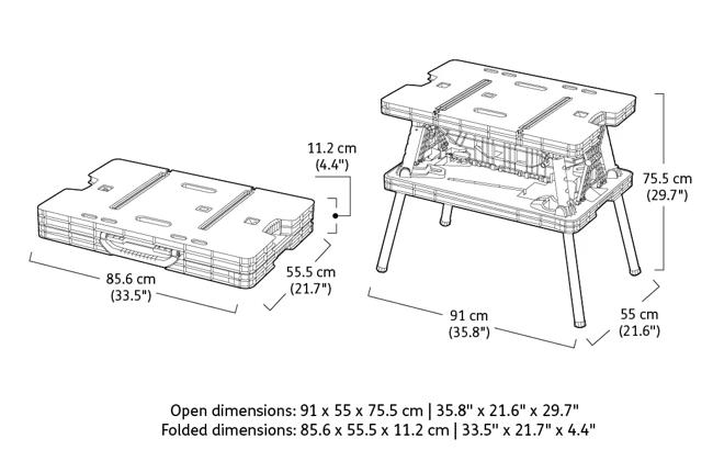 Folding Work Table - Graphite