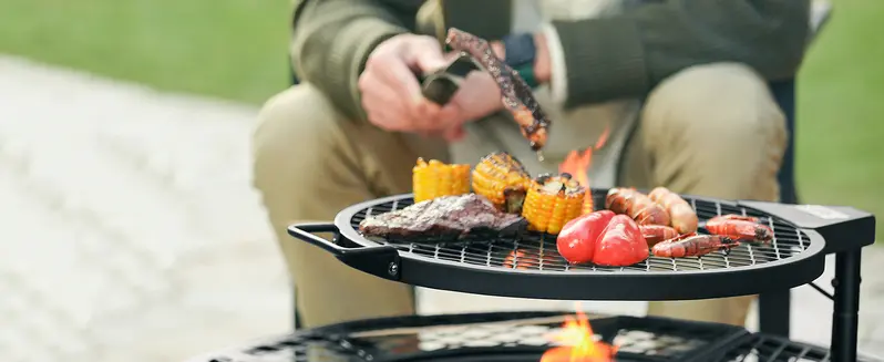 Product Introduction of BALI OUTDOORS 2-in-1 Wood Fire Pit with Grill 360&deg; Rotated for Backyard Camping Tailgating Party Heavy Duty Firepit 3