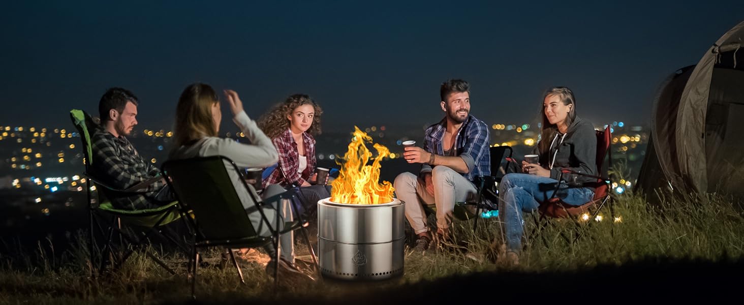 19.5 inch Outdoor Fire Pit, Bonfire 2.0 Smokeless Fire Pit, Portable Stainless Steel Firepit, Wood Burning Low Smoke Pit for Outside Patio Camping with Carry Bag